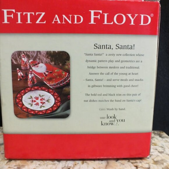2007 Fitz And Floyd Santa, Santa! Square Nut Dish - Picture 3 of 7